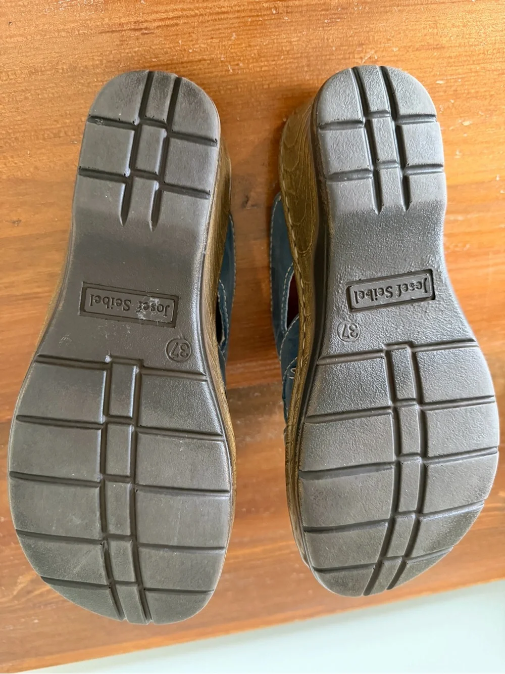 Josef Seibel Slate Blue Leather Cutout Sandals